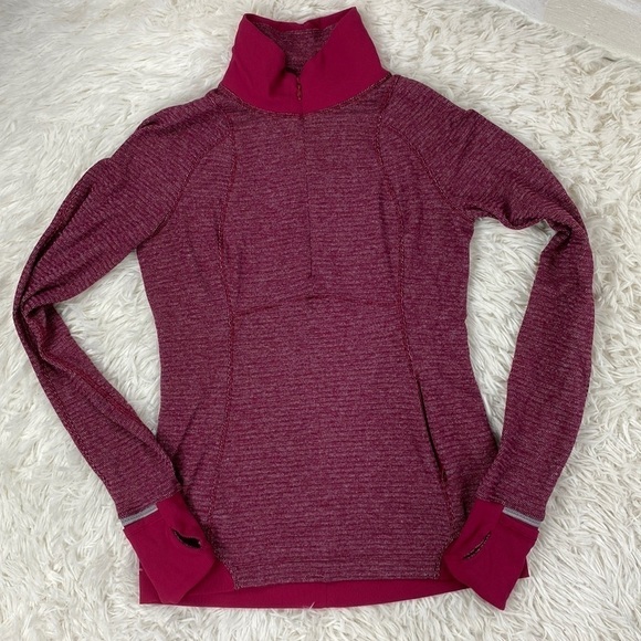 Lululemon Runderful 1/2 Zip Mini Check Pique Bordeaux Drama Heathered Berry - Picture 1 of 7